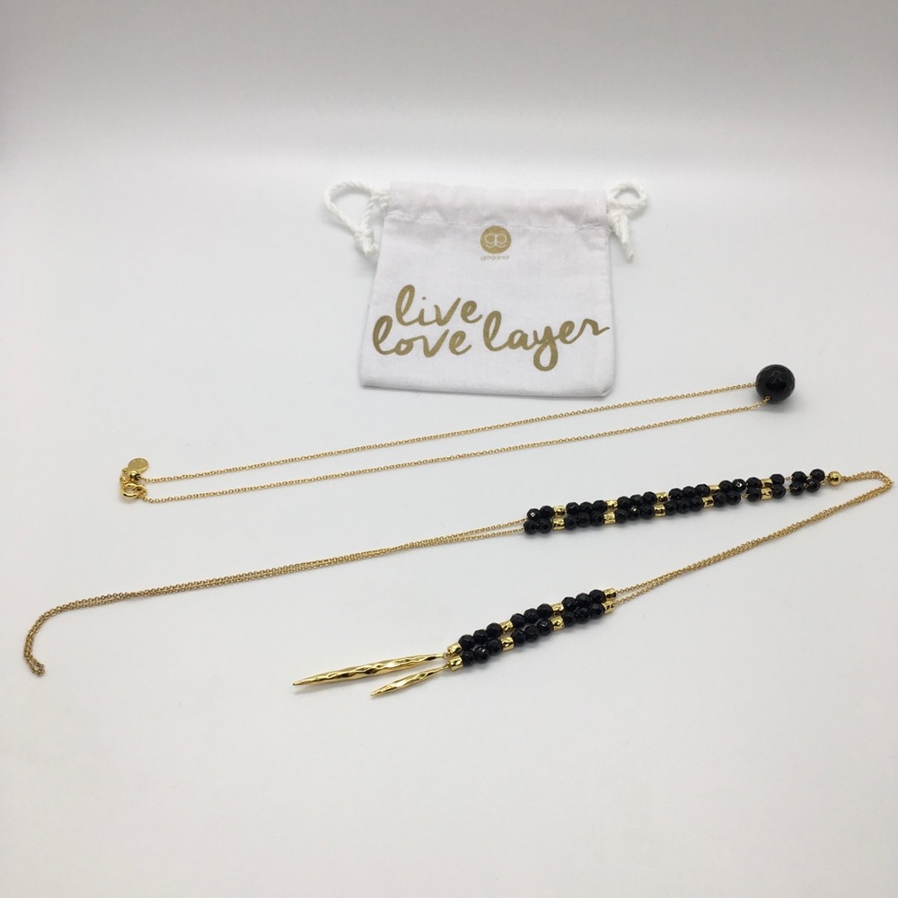 gorjana Set of 2 Necklaces, Gold and Black Onyx